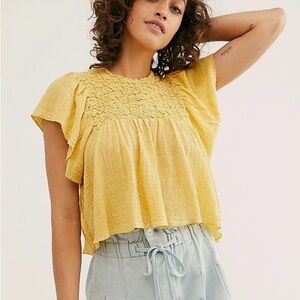 Free People one Hyacinth yellow top